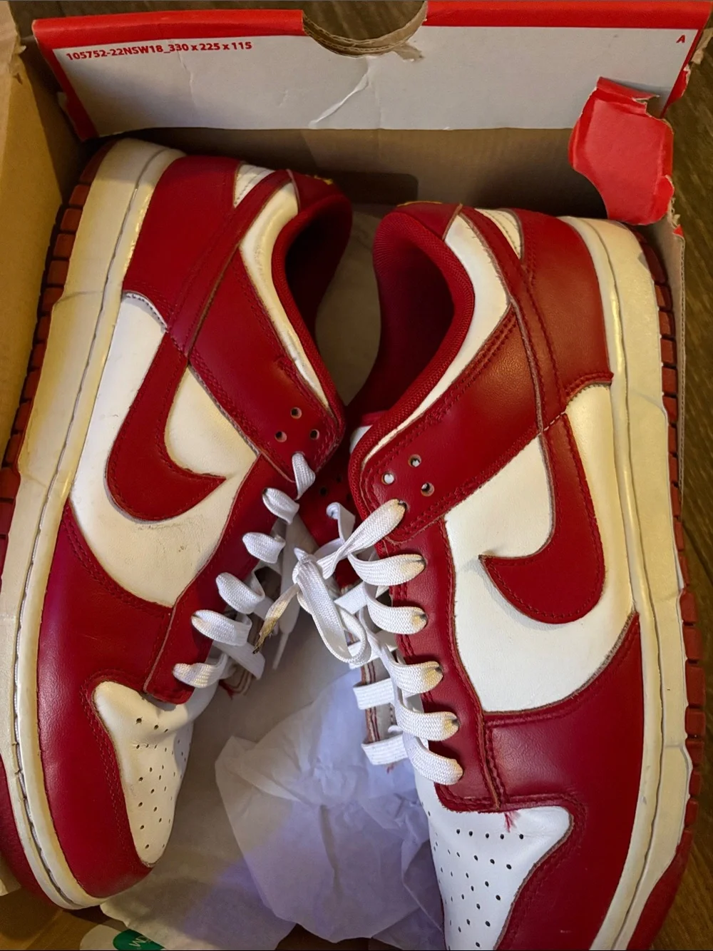 Nike Red and White Low-Top Sneakers